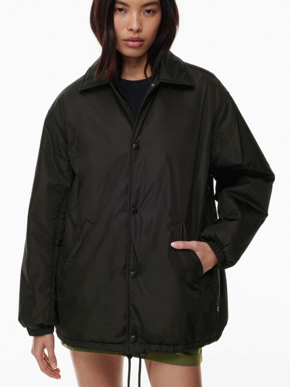TNA Women's Black Coaches-Style Bomber Jacket